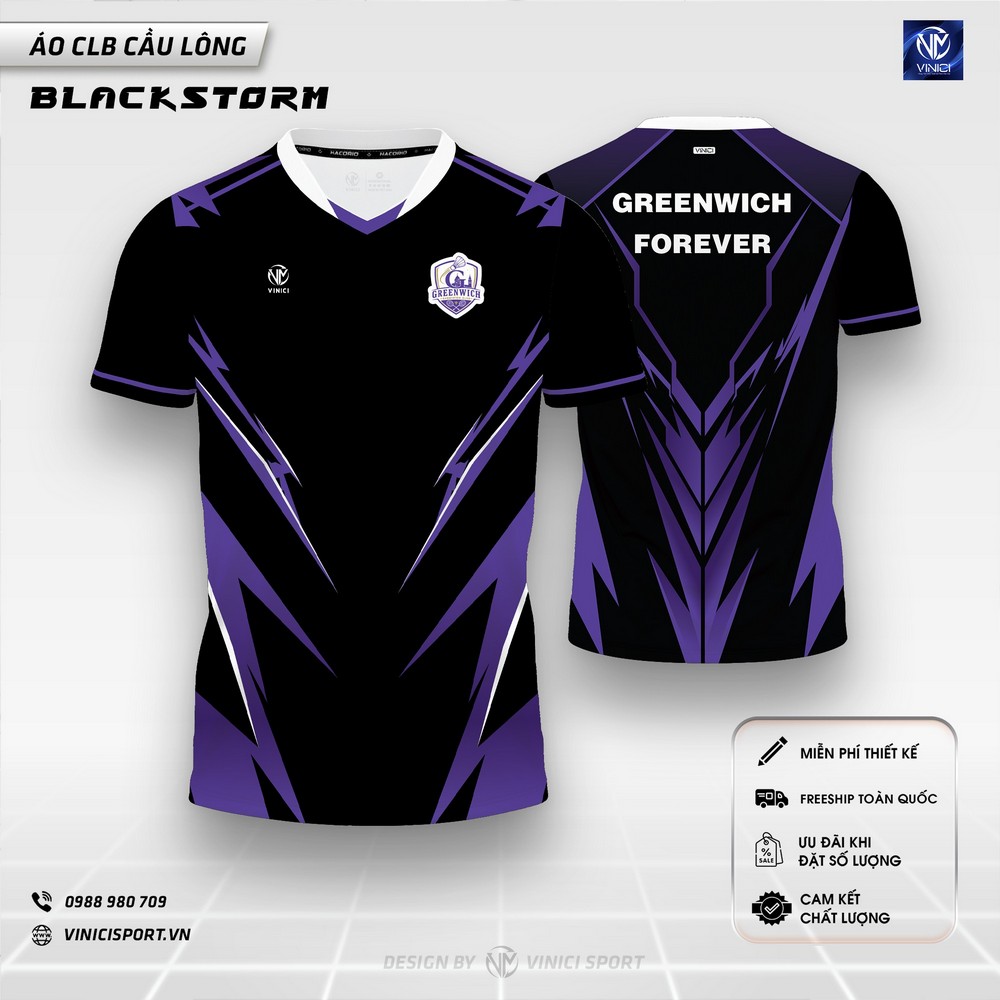 áo cầu lông blackstorm đen tím phong cách chiến giáp