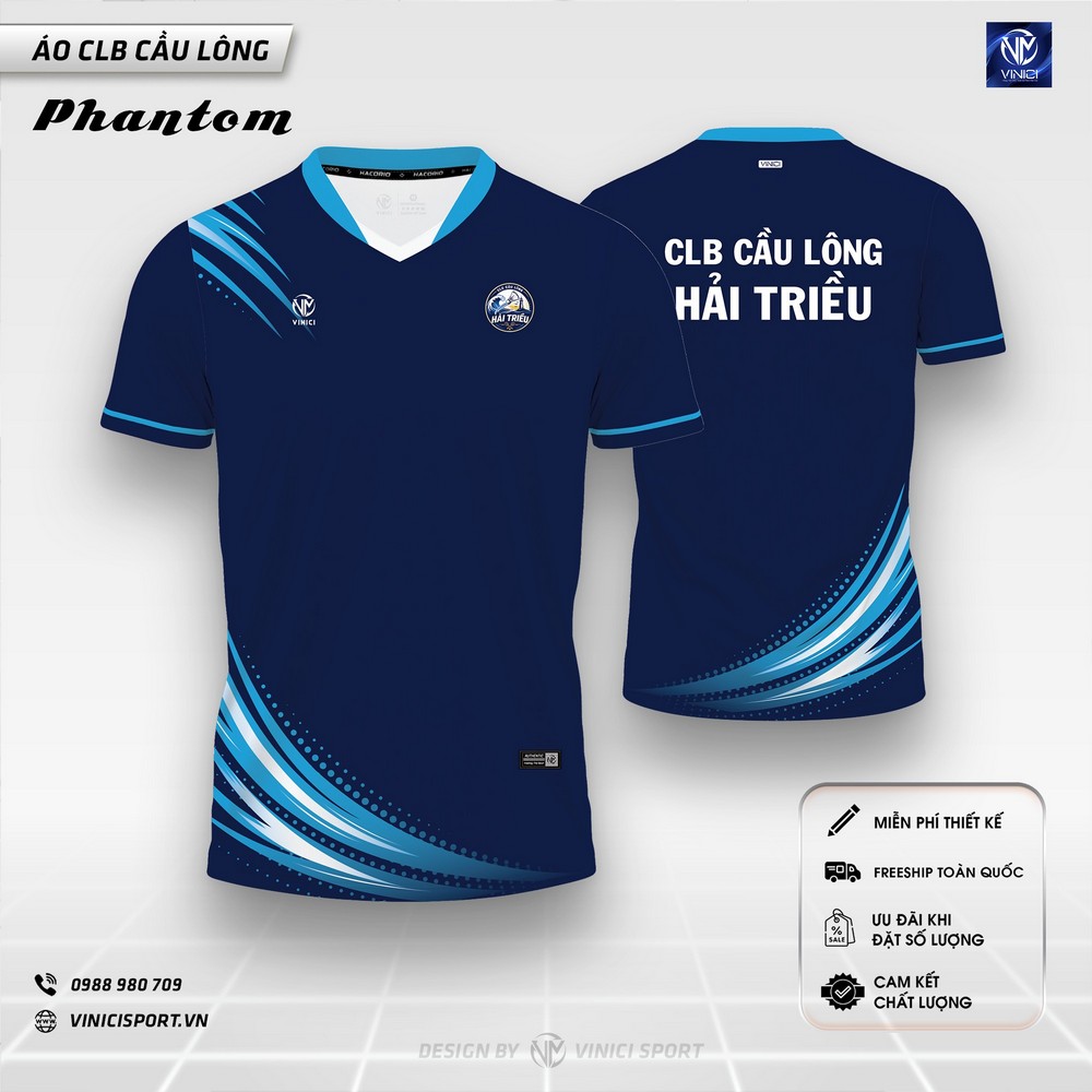 áo cầu lông phantom navy xanh dương dành cho nam nữ
