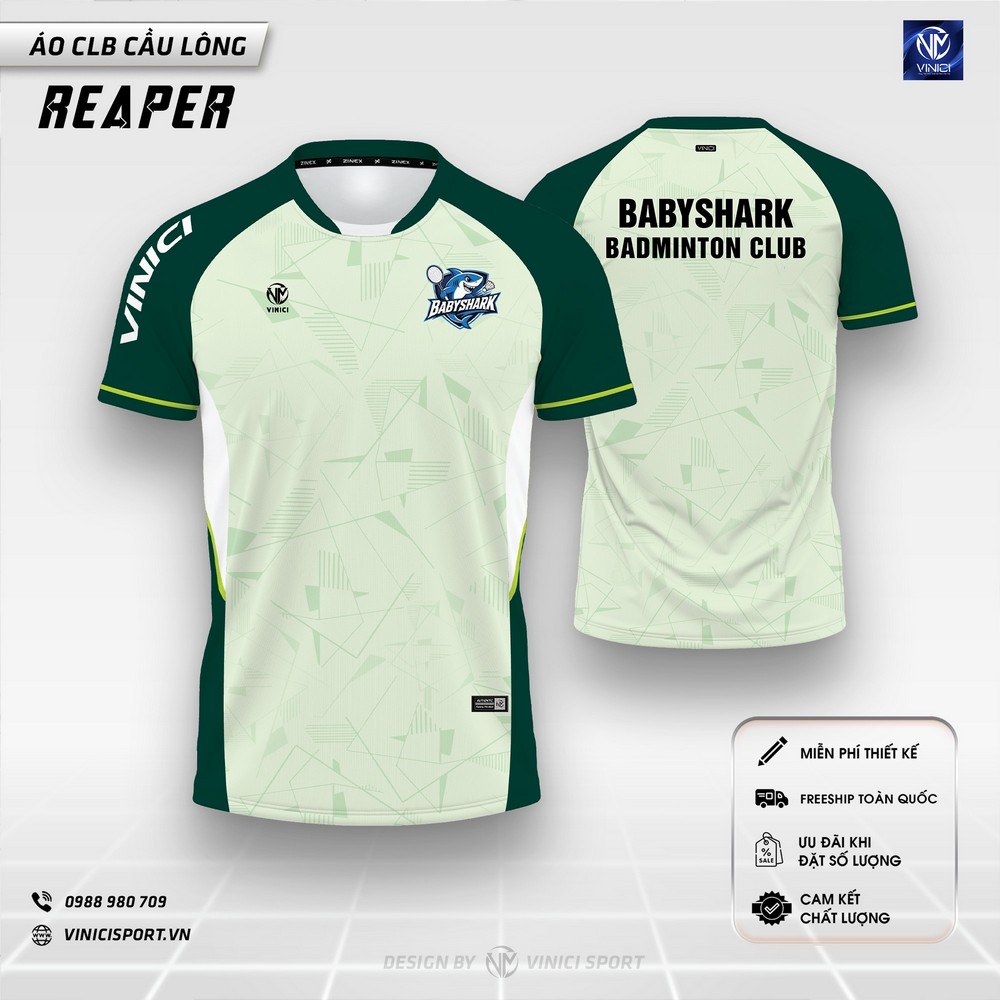 áo cầu lông thiết kế reaper xanh mint cho clb