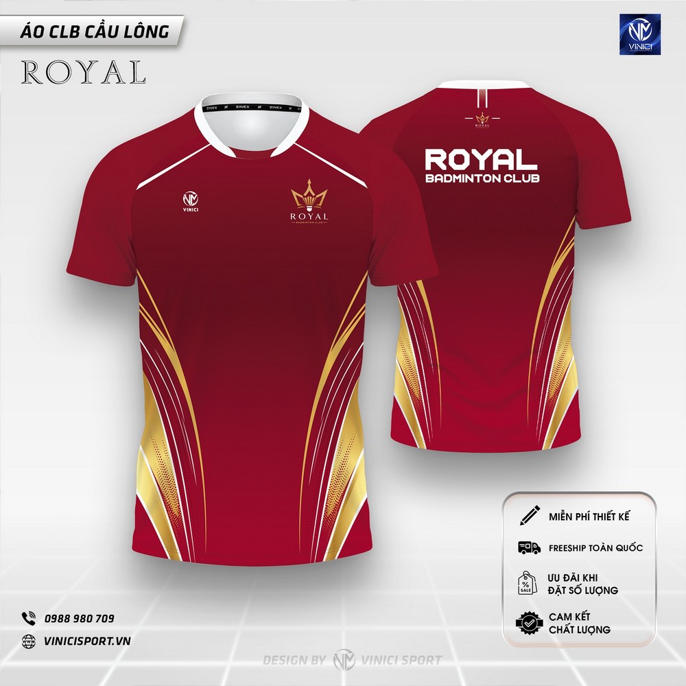 áo cầu lông thiết kế royal đỏ vàng phong cách hoàng gia
