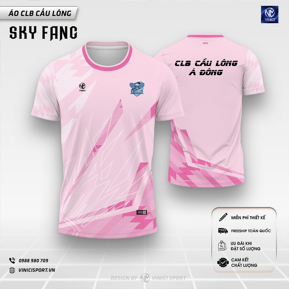 Áo cầu lông thiết kế SKY FANG màu hồng dành cho CLB